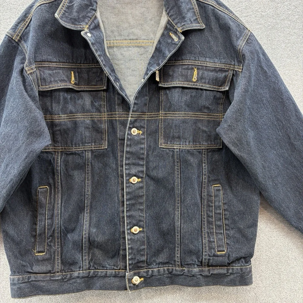 VTG Delf USA Jean Jacket Mens 2XL Denim Oversized Trucker Hip Hop Streetwear Y2K